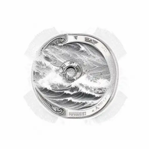 A Stack Of Money With Waves Crashing Against It On A Beach