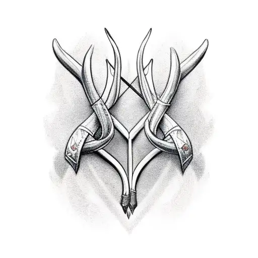 Bow And Arrow Made Of Antler