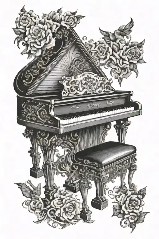 Gothic Painting On A Piano Lid