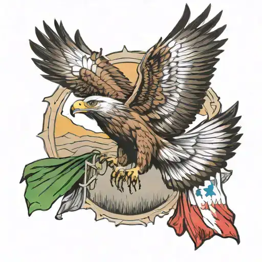 Golden Eagle Flying With Iraq Flag