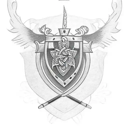 The Scottish Hunter Family Crest Is Surrounded By Celtic Lines On The Shoulder