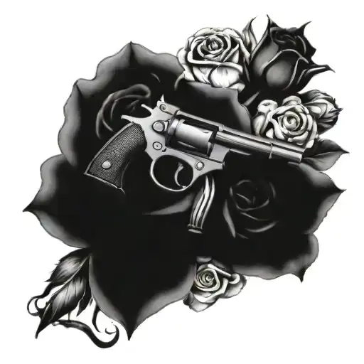Gun Clock In Roses