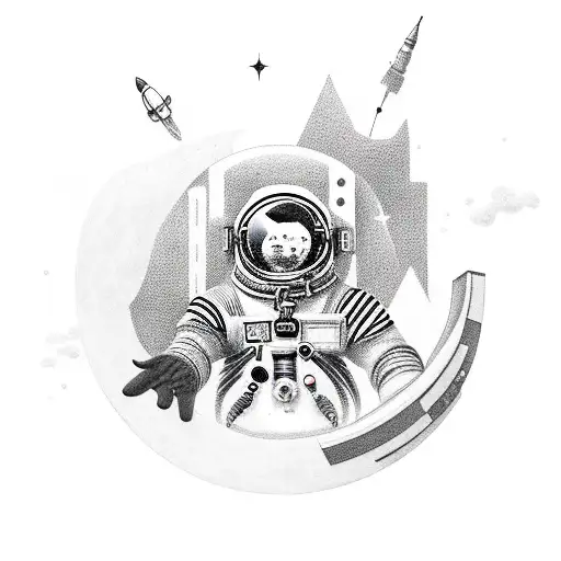 A Black And Grey Realistic Style Cosmonaut Exploring Outer Space