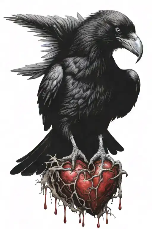 Crow Eating Real Heart