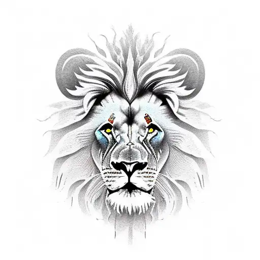 Lion Half Realistic Half Deconstructed