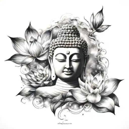Buddha And Galaxy And Lotus Flower