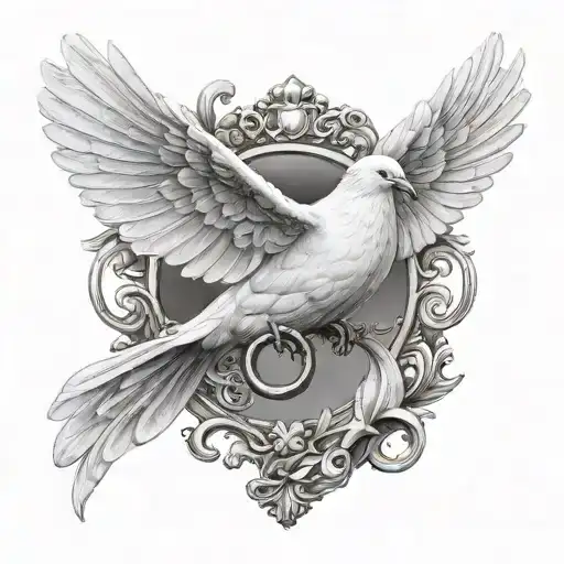 Dove With A Horseshoe Pendant Between Its Legs