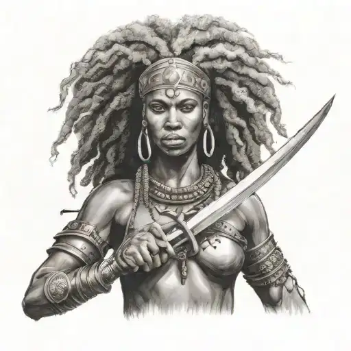 Warrior Afro Viking Woman With Swords