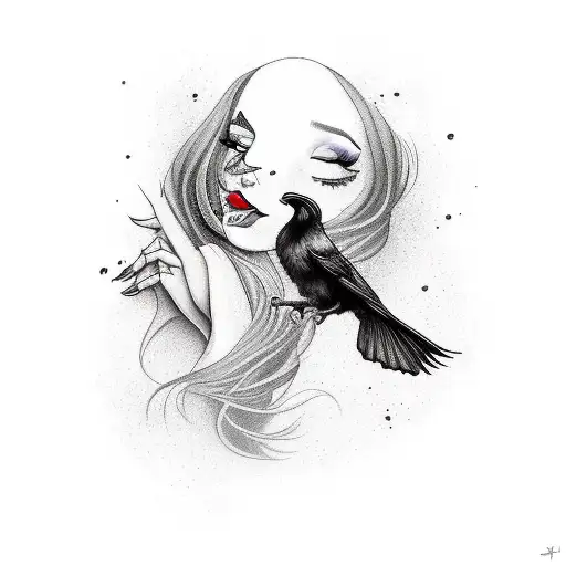 Beautiful Sexy Witch With Ravens