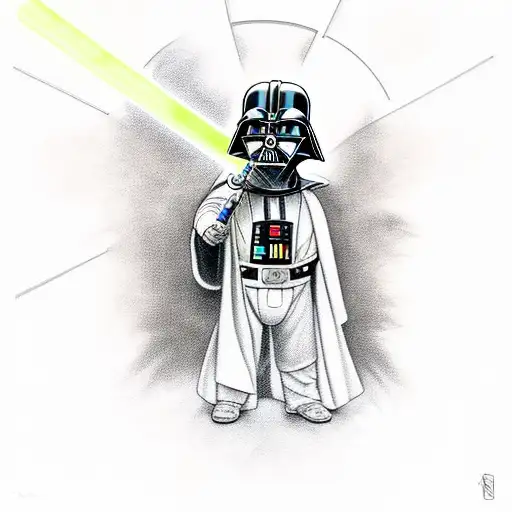 A Baby Darth Vader Holding A Lightsaber With Tobias James Written In Bold Letters