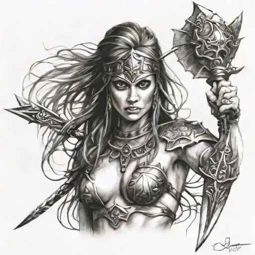 Topless Warrior Maiden