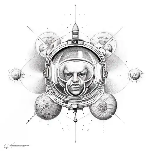 A Realistic Style Cosmonaut Exploring Outer Space