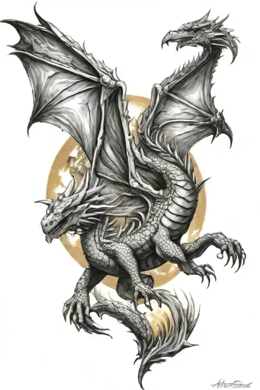 Dragon Flying With Sun Shining