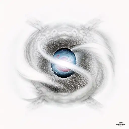 Angel Walking Towards A Black Hole In Space