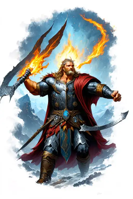 Norse Mythology Thor Fighting The Midgard