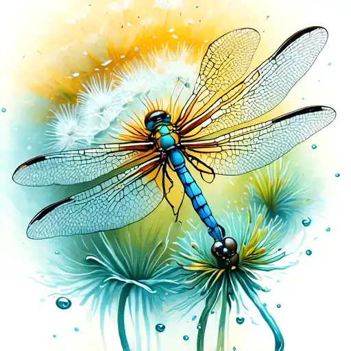 Dragonfly Dandelion Water Tattoo Design Inspired