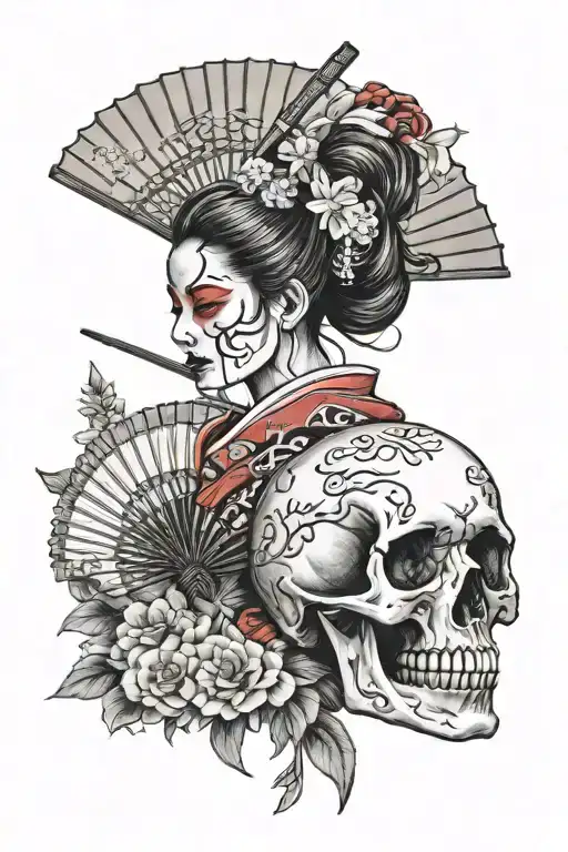 Geisha Skull Fan Japan