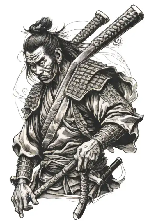 Samurai With Bowed Head Calm Honor Japan