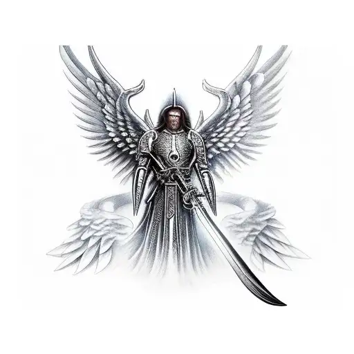Kneeling Gaurdian Angel Sword Dark Male