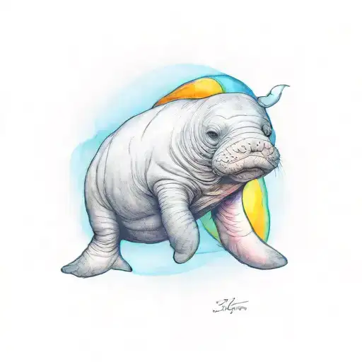 Realistic Portrait Of A Manatee