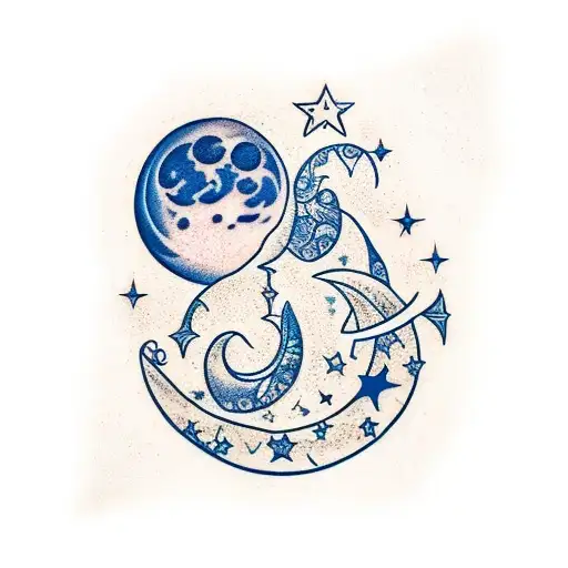 Moon And Stars Represents Dad And Daughter Bond