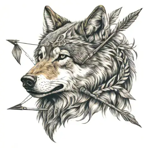 Wolf With Arrow In A Head