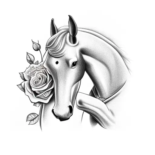 Horse With Money And Roses