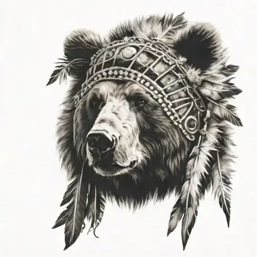 Bear With Inca Headdress Being Worn