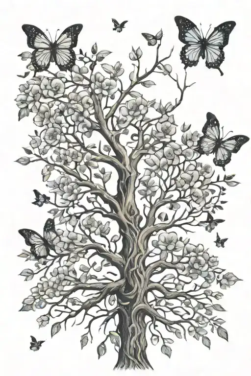 Tree Of Life With Butterfly With Footprint