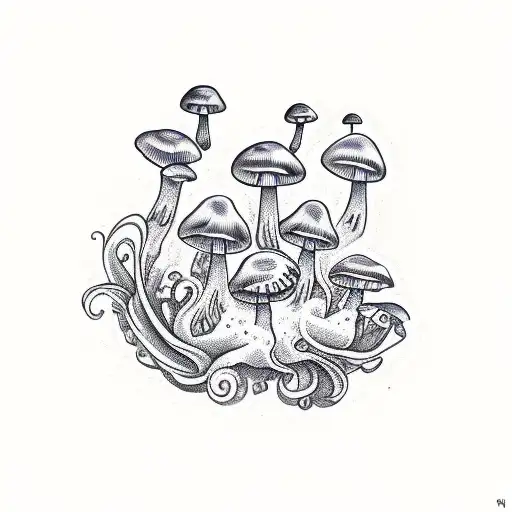 Mushrooms With Flying Eagle