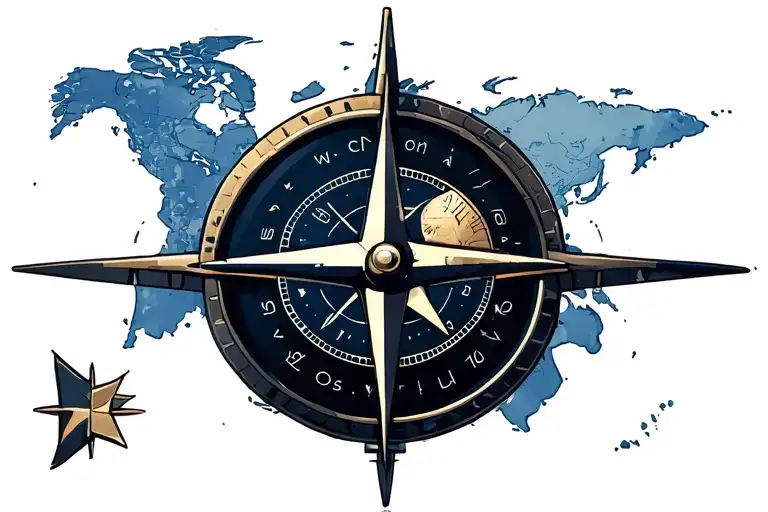 Plane And Compass And Map Symbolizing The Client's
