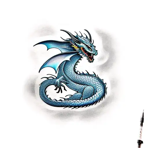 Small Dragon With Waves As Body
