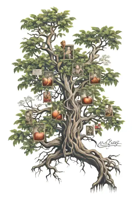 Family Tree With Roots In Italian Colors