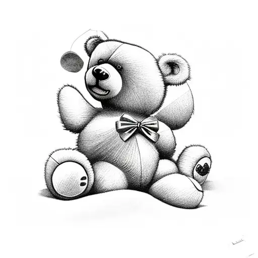 Childhood Teddy Bear With Bow