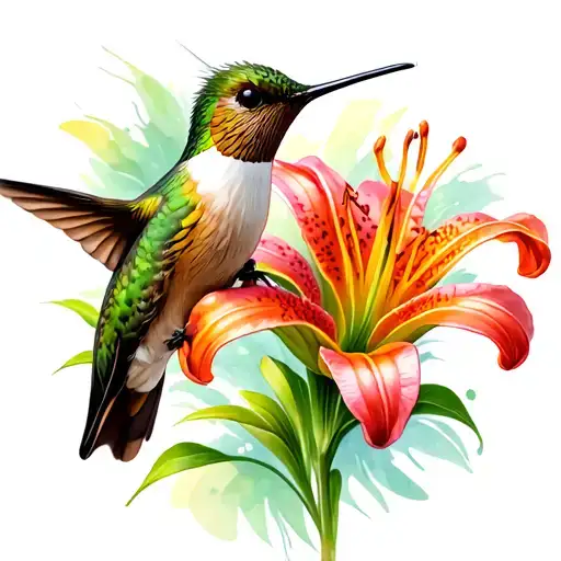 Hummingbird And Tiger Lily