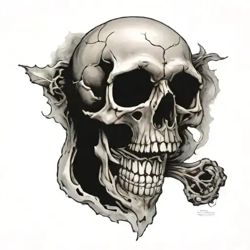 Skull And Dead God Symbol In Alchemy