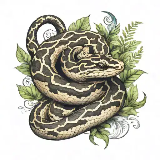 Small Ball Python Snake With Vegetation