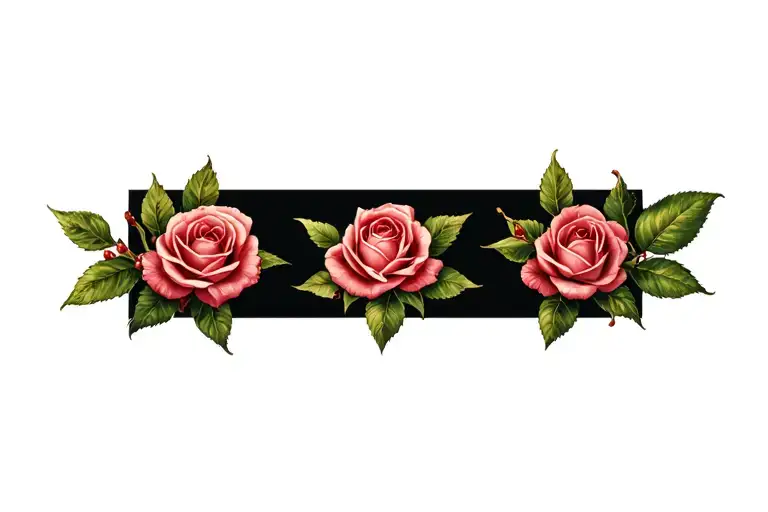 Hawthorn Branches With Three Roses