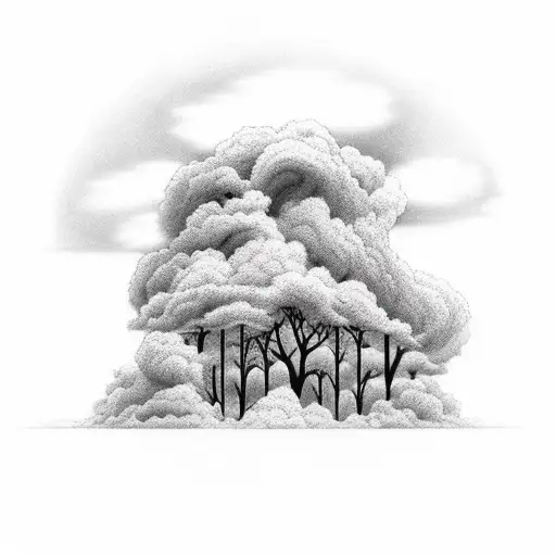 A Majestic Tree Surrounded By Clouds And Birds