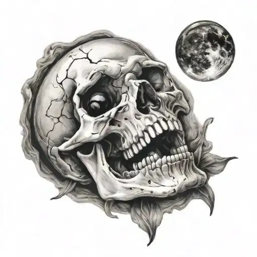 Skull Open Mouth Solar Eclipse Moody
