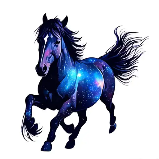 Horse Silhouette Filled With The Galaxy