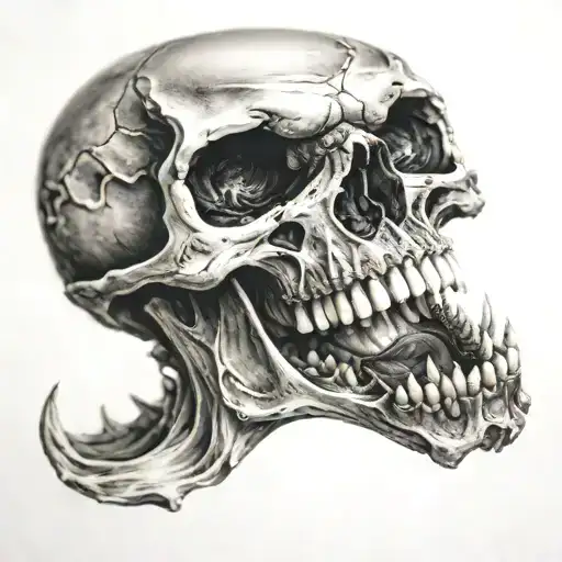 Skull Mouth Open In Front Of Eclipse