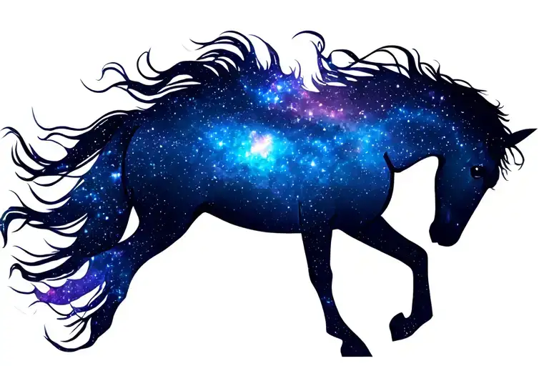 Horse Silhouette Filled With The Galaxy