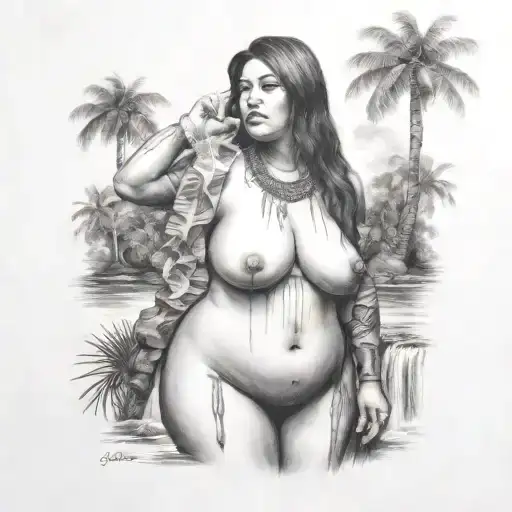 Indian Island Fat Girl Nude Breast Aquarius Waterfall Jungle