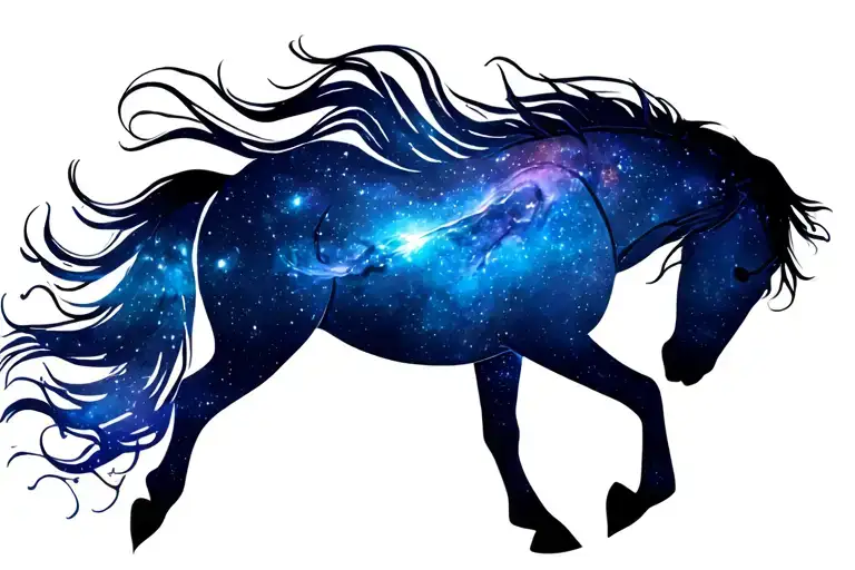 Horse Silhouette Filled With The Galaxy