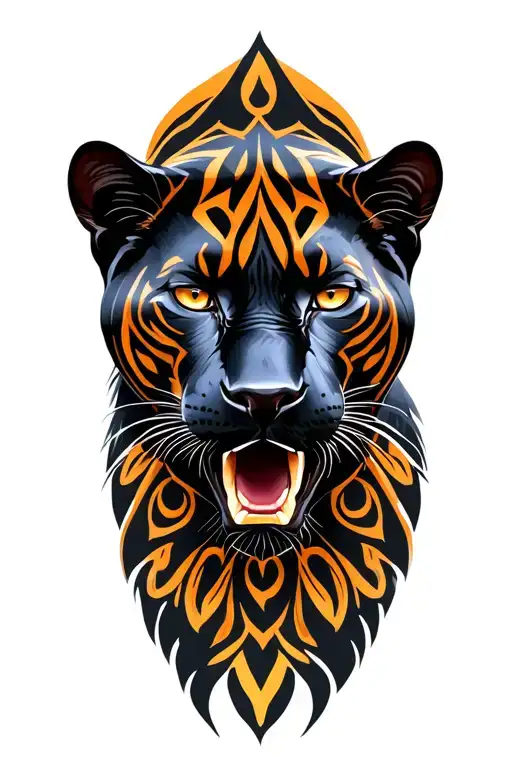 Realistic Black Panther In A Tribal Theme