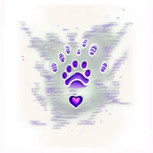 Cat Paw In Purple Heart