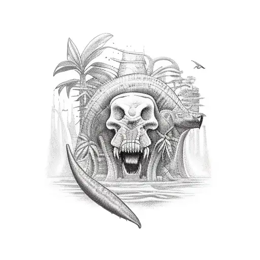 Prehistoric Jungle At Sunset