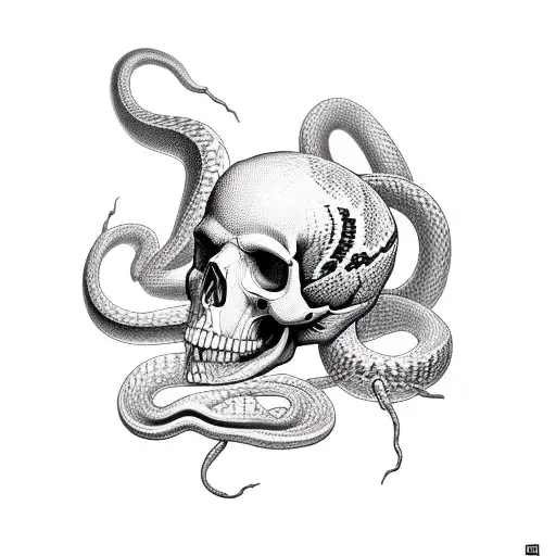Snake Wrapped In A Skull