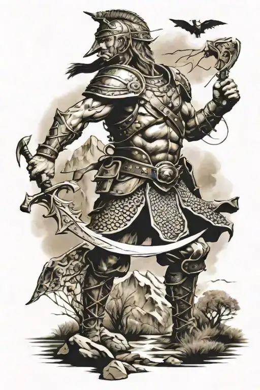 Warrior And Landscape